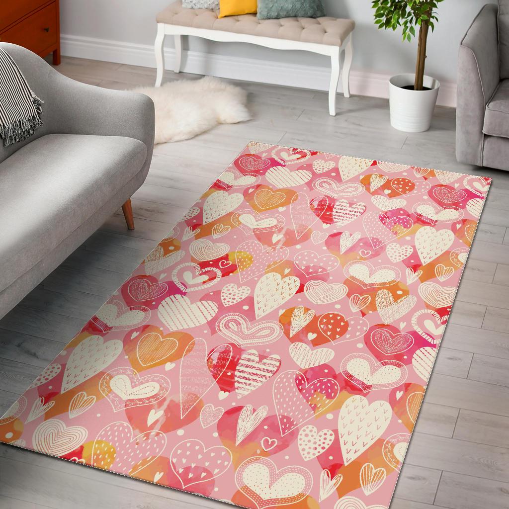 Hand drawn heart design pattern Area Rug