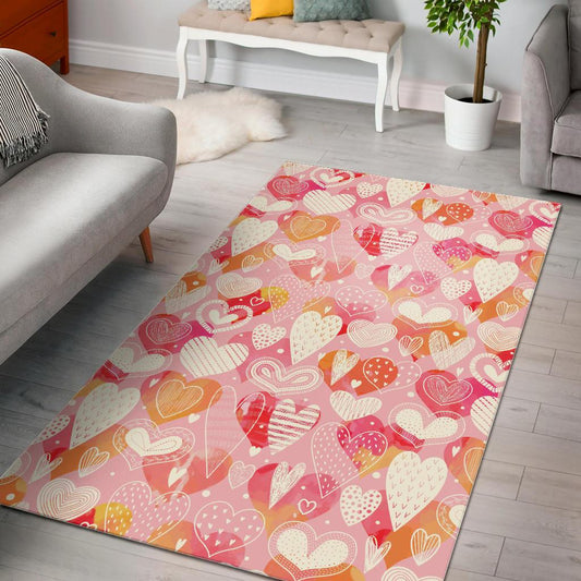 Hand drawn heart design pattern Area Rug