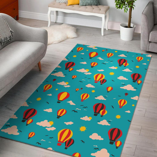 Hot Air Balloon Sky Pattern Area Rug