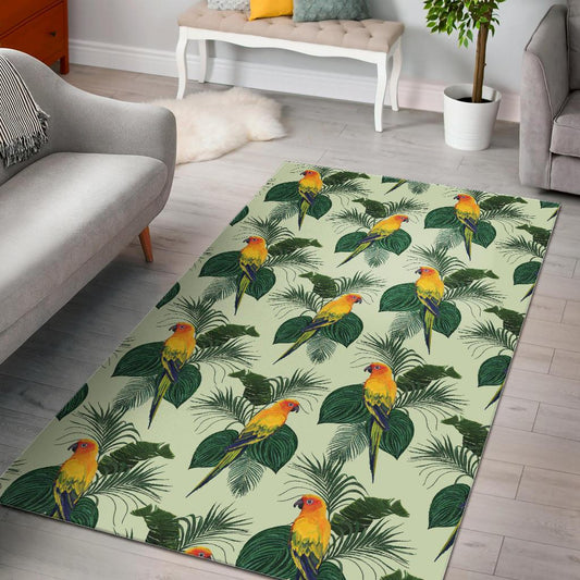 Beautiful parrot palm leaves pattern Area Rug