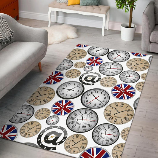 Wall Clock UK Pattern Area Rug