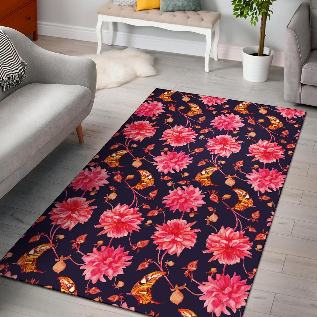 Dahlia Pattern Print Design DH03 Area Rugs