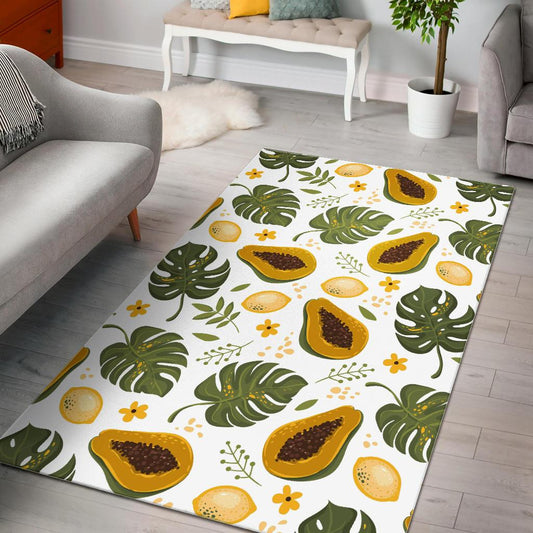 Papaya Leaves Flower Pattern Area Rug