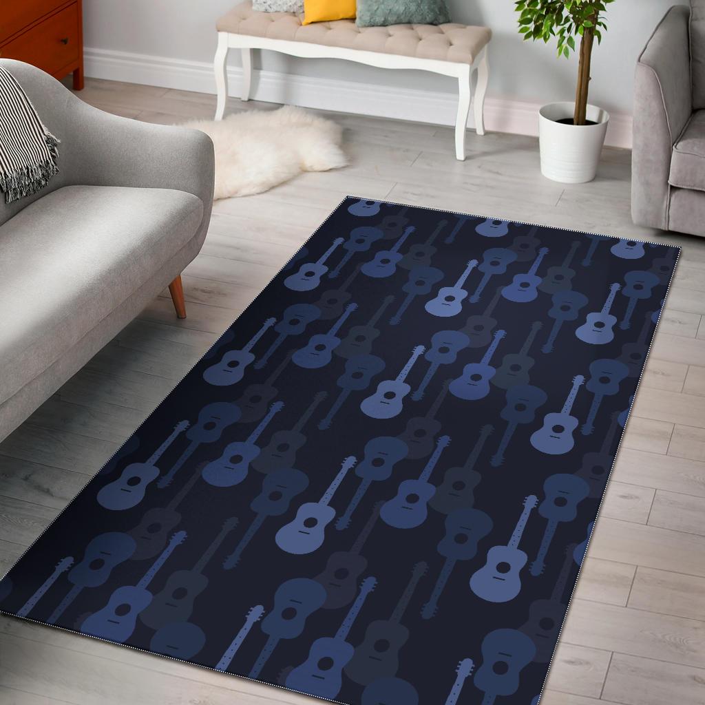 Blue Theme guitar pattern Area Rug