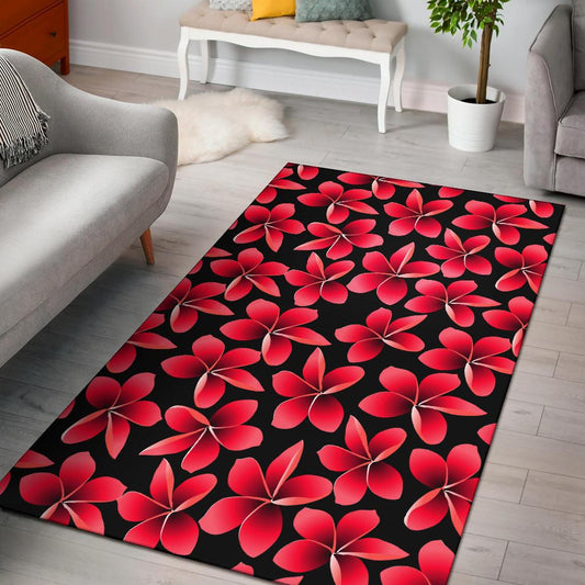 Red Plumeria Pattern Print Design PM025 Area Rugs