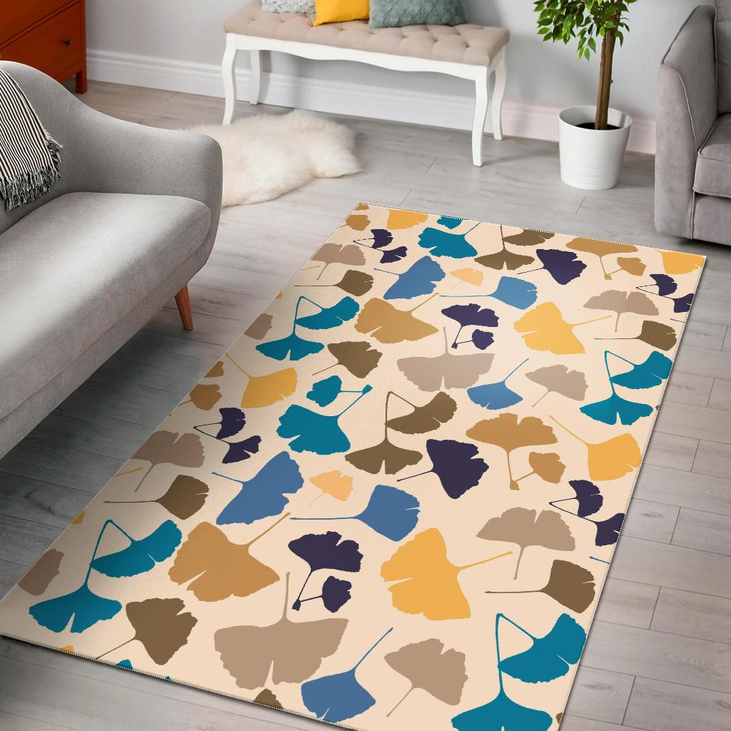 Colorful Ginkgo Leaves Pattern Area Rug