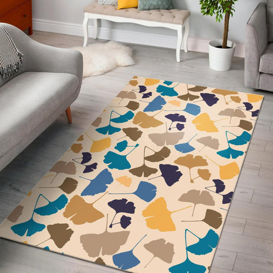 Colorful Ginkgo Leaves Pattern Area Rug