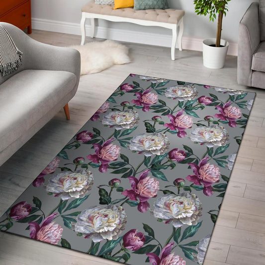 Peony Pattern Print Design PE01 Area Rugs