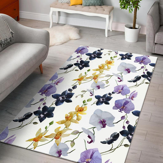 Orchid Pattern Background Area Rug