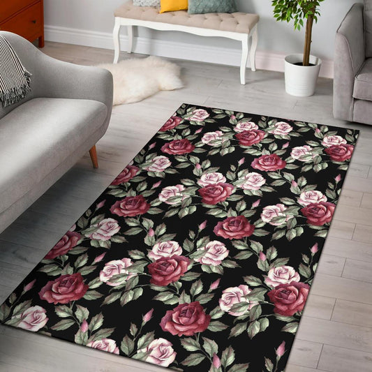 Rose Red Pink Pattern Print Design RO03 Area Rugs