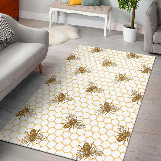 Bee honeycomb seamless design pattern Area Rug