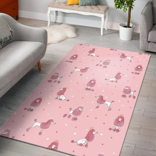 Poodle dog pink color theme Area RugPoodle dog pink color theme Area Rug