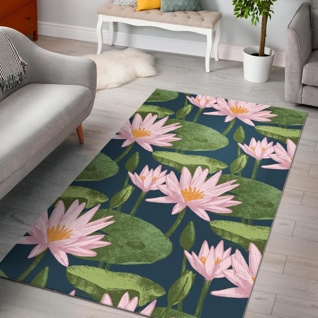 Lotus Waterlily Pattern background Area Rug