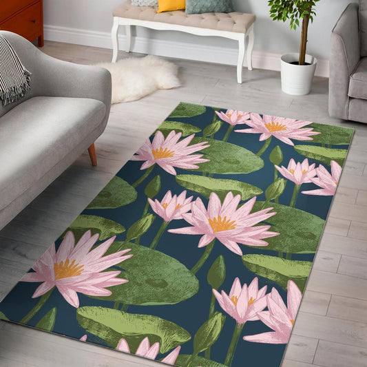 Lotus Waterlily Pattern background Area Rug
