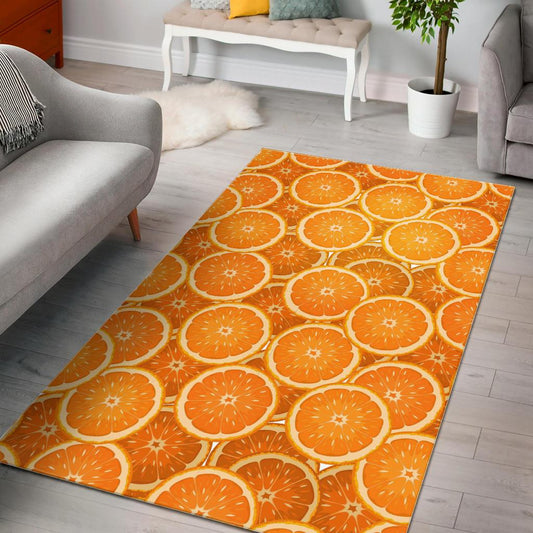 Sliced Orange Pattern Area Rug