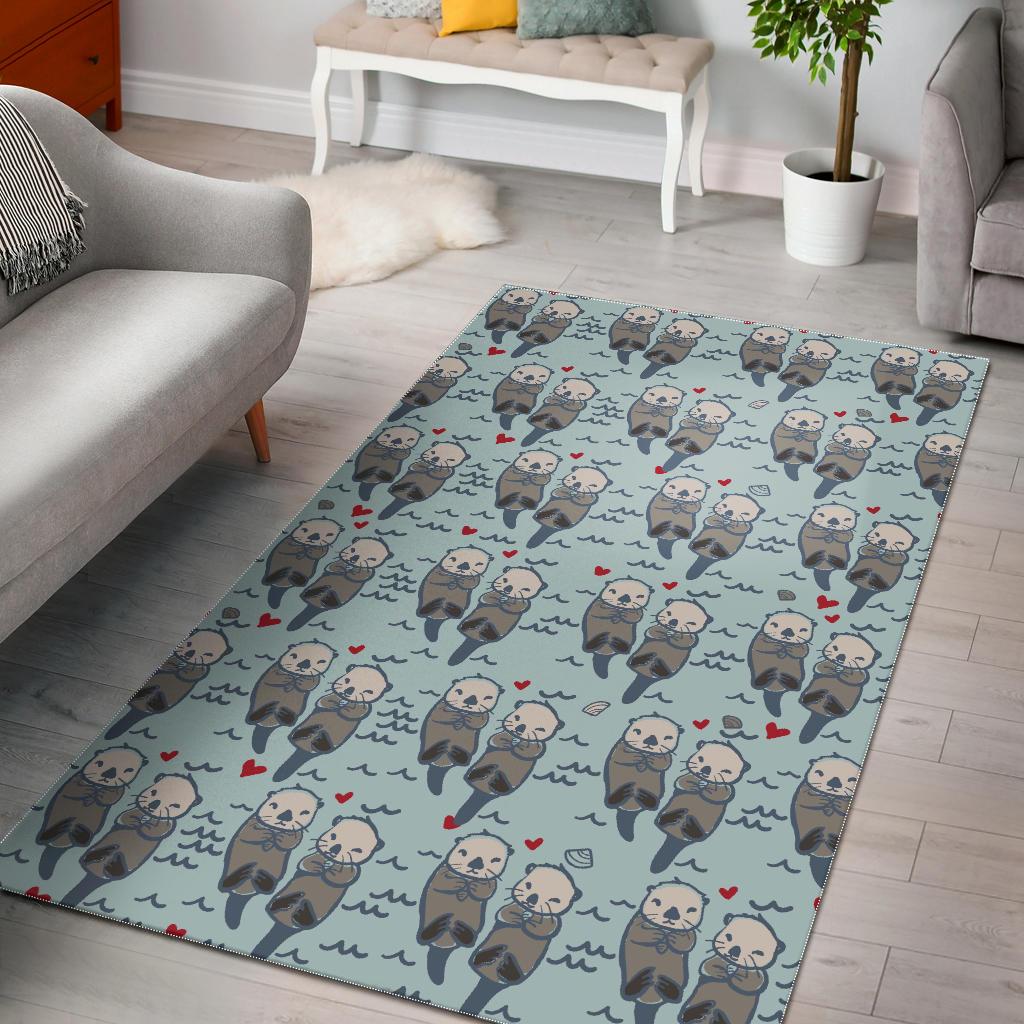 Lovely Sea Otter Pattern Area Rug
