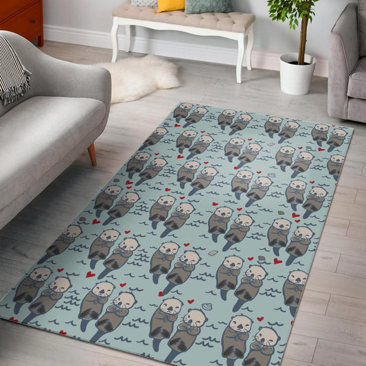 Lovely Sea Otter Pattern Area Rug