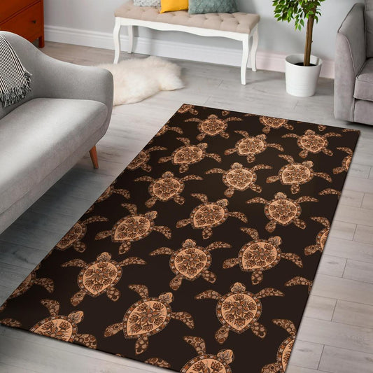 Tribal Sea Turtle Pattern Print Design T09 Area Rugs