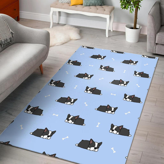 Sleep Boston Terrier Bone Pattern Area Rug