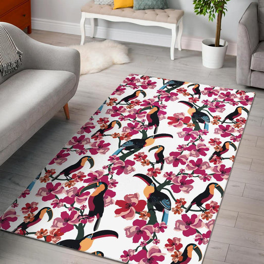 Toucan flower design pattern Area Rug