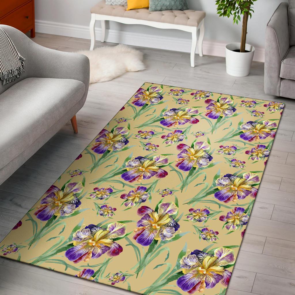 Iris Pattern Print Design IR06 Area Rugs