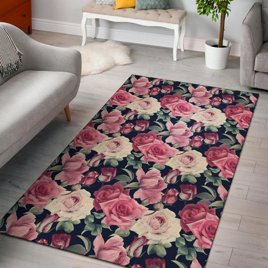 Rose Pattern Print Design RO05 Area Rugs