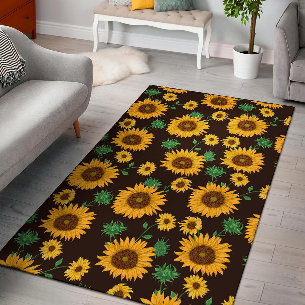 Sunflower Pattern Print Design SF01 Area Rugs