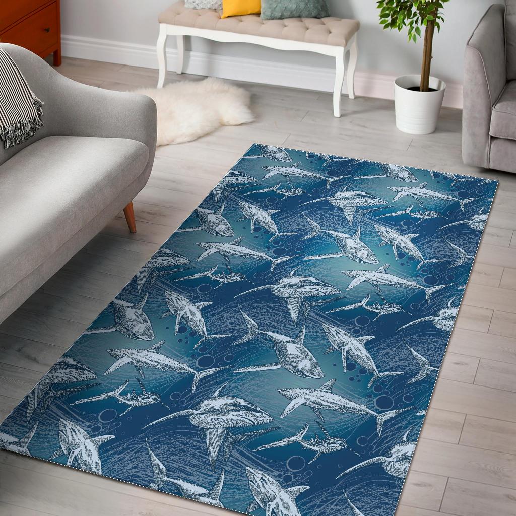 Shark hand drawn Area Rug