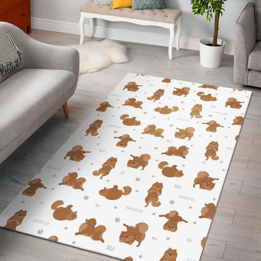 Pomeranian Yoga Pattern Area Rug