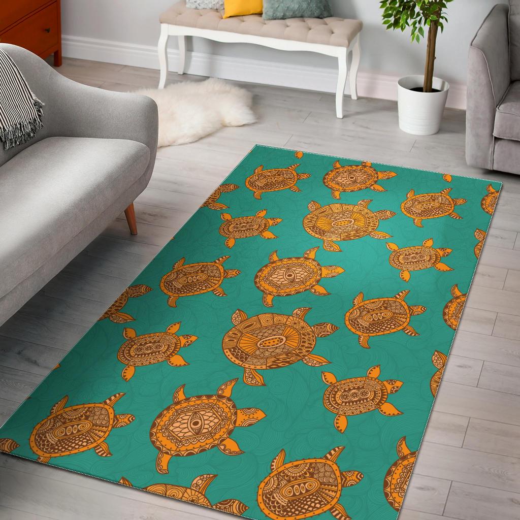 Sea Turtle Tribal Aboriginal Pattern Area Rug