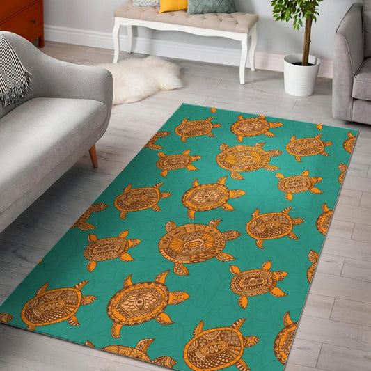 Sea Turtle Tribal Aboriginal Pattern Area Rug