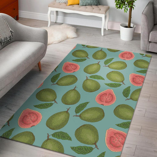Guava Pattern Green Background Area Rug