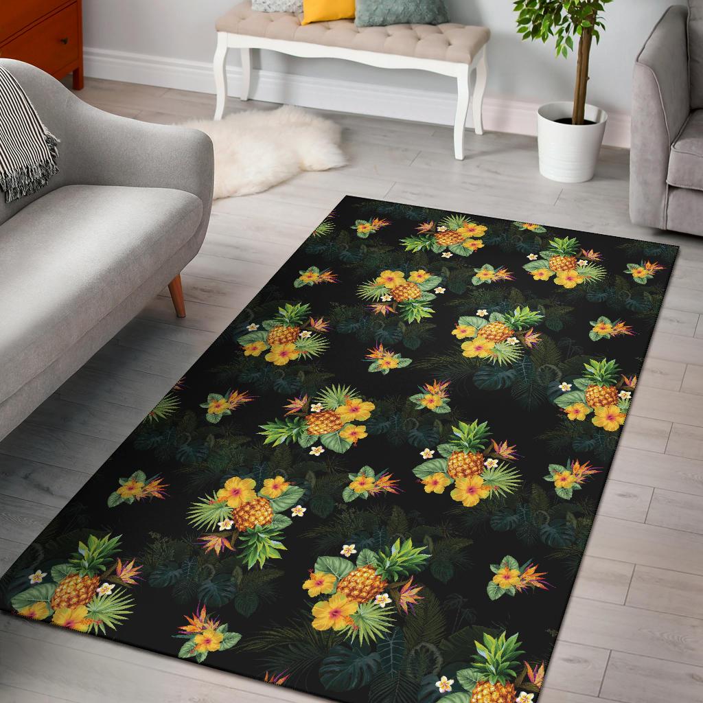 Pineapple Tropical Flower Print Pattern Area Rugs
