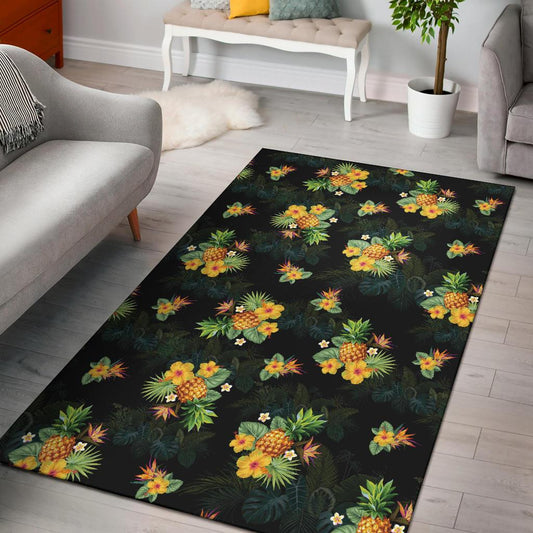 Pineapple Tropical Flower Print Pattern Area Rugs