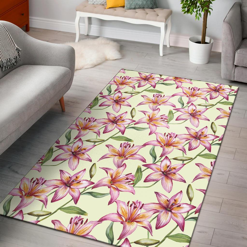 Lily Pattern Print Design LY011 Area Rugs