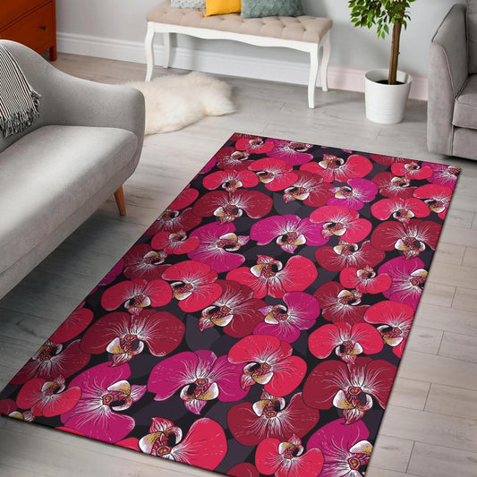 Orchid Red Pattern Print Design OR05 Area Rugs
