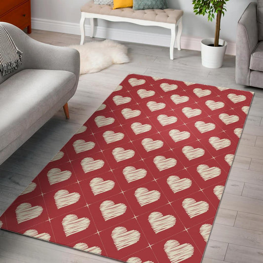Heart Red Pattern Area Rug