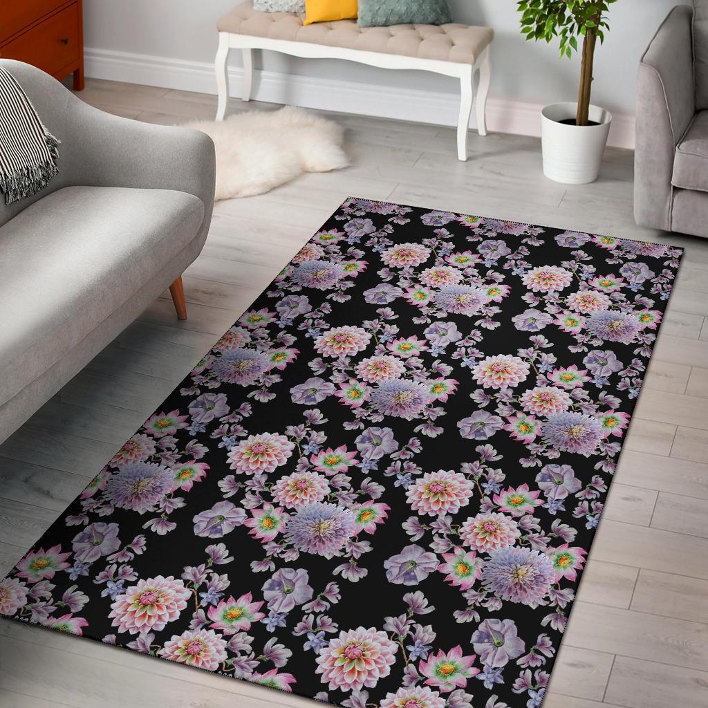 Dahlia Pattern Print Design DH012 Area Rugs
