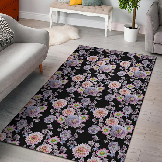 Dahlia Pattern Print Design DH012 Area Rugs