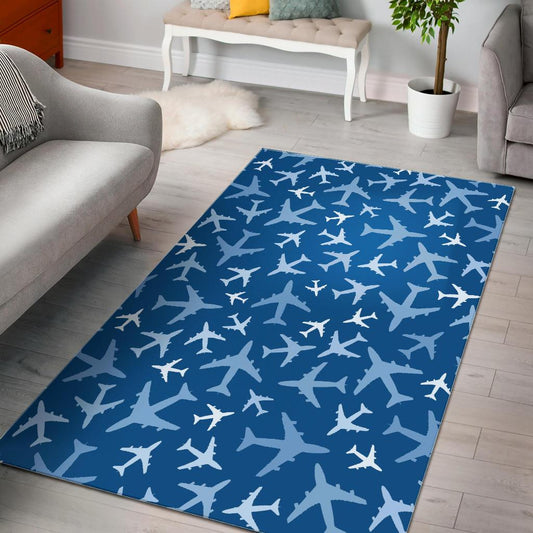 Airplane pattern in the sky Area Rug