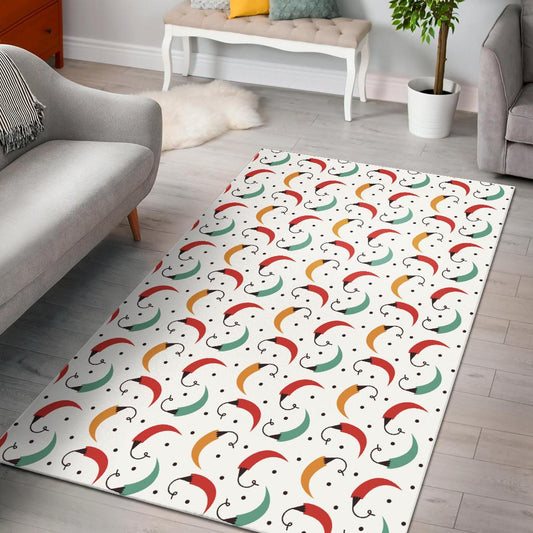 Red Green Yellow Chili Pattern Area Rug
