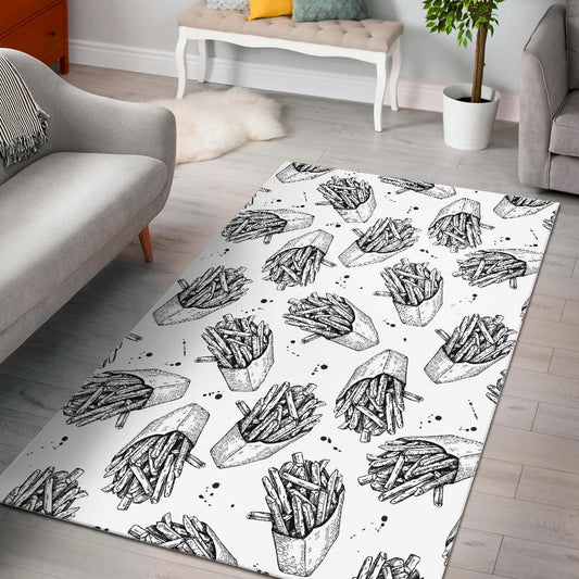 Hand drawn french fries pattern Area Rug