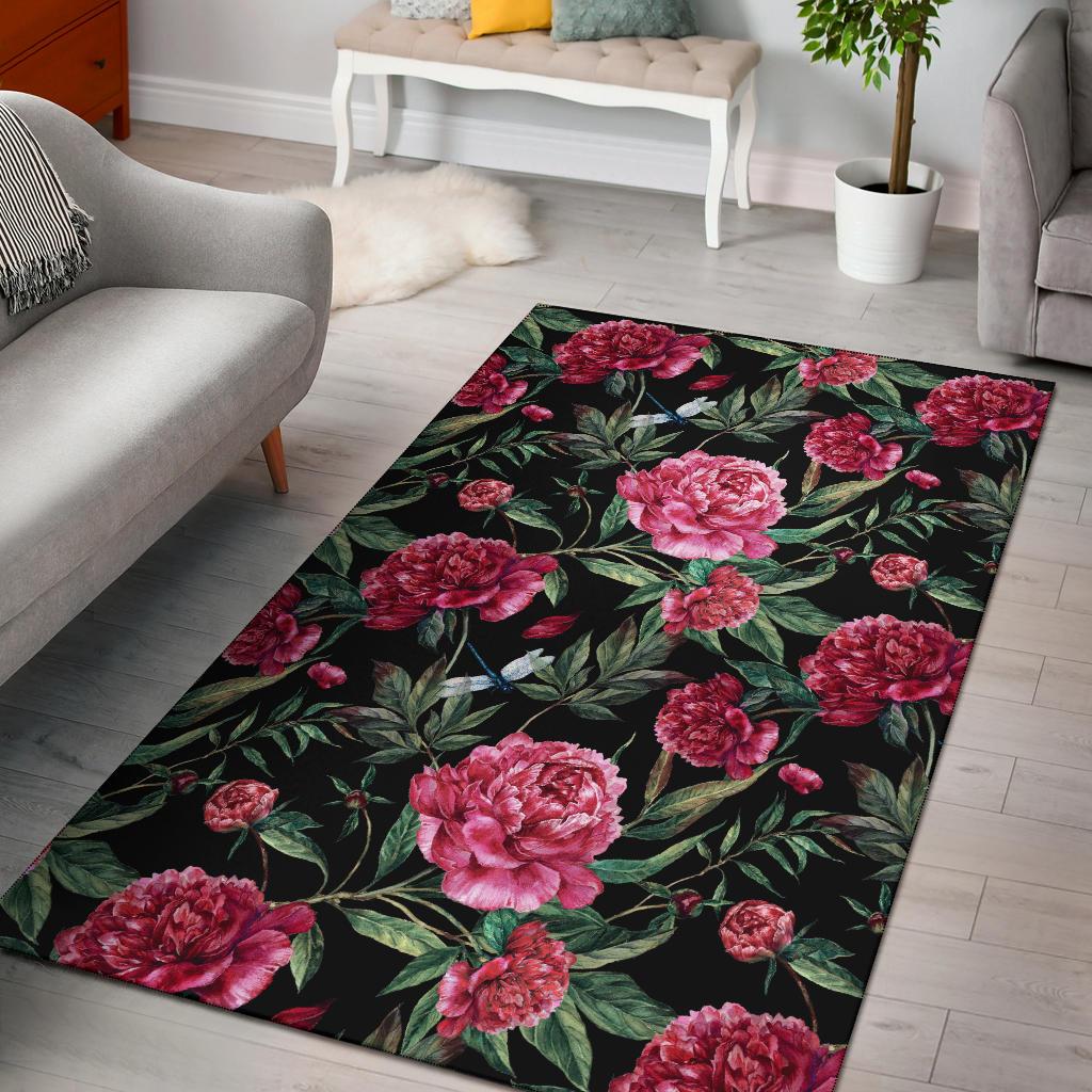 Peony Pattern Print Design PE04 Area Rugs