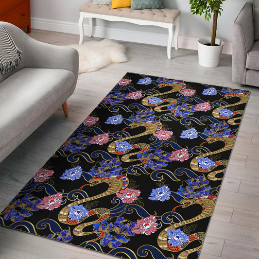 Snake Flower Pattern Area Rug