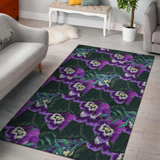Pansy Pattern Print Design PS07 Area Rugs