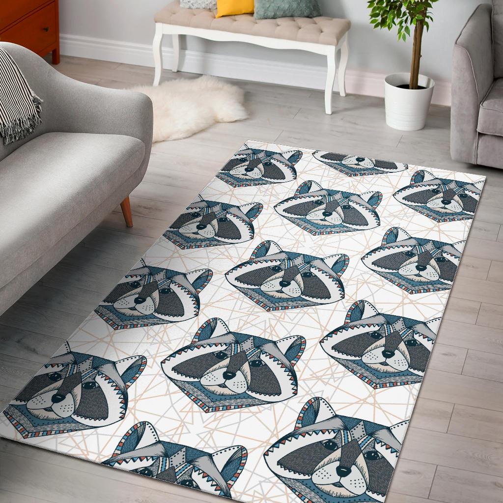 Raccoon Head Pattern Area Rug