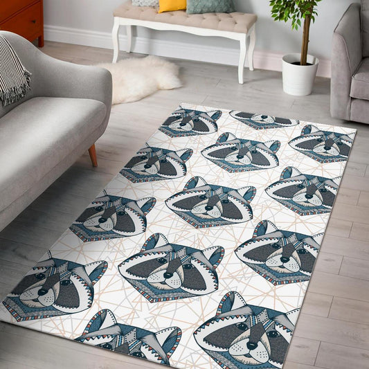 Raccoon Head Pattern Area Rug