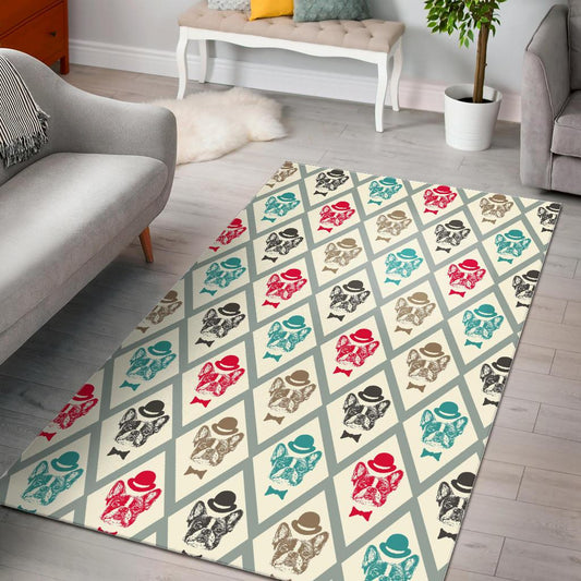 French Bulldog Tuxedo Pattern Area Rug