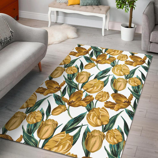 yellow tulips pattern Area Rug