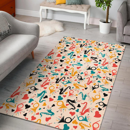 Saxophone Pattern Background Area Rug
